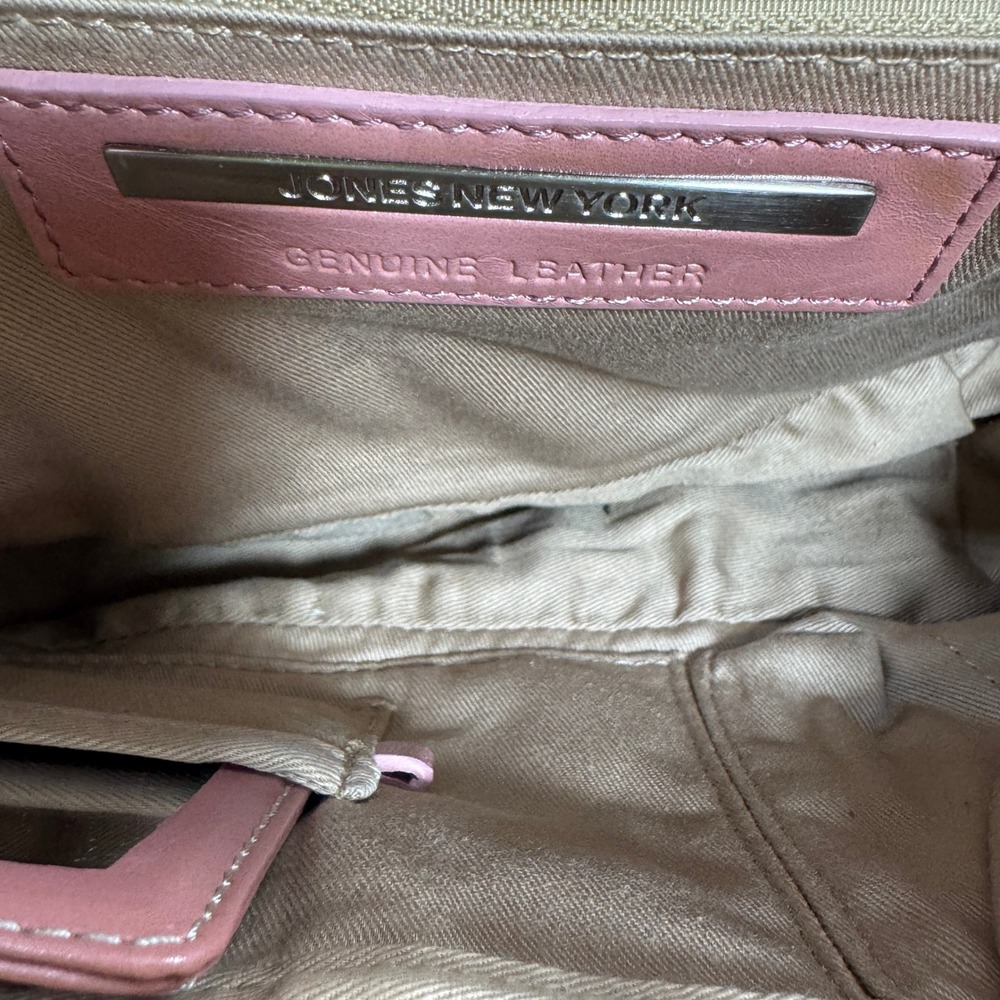 Jones New York Dusty Rose Pink Leather Shoulder Bag Buckle Baguette Purse - Picture 11 of 11